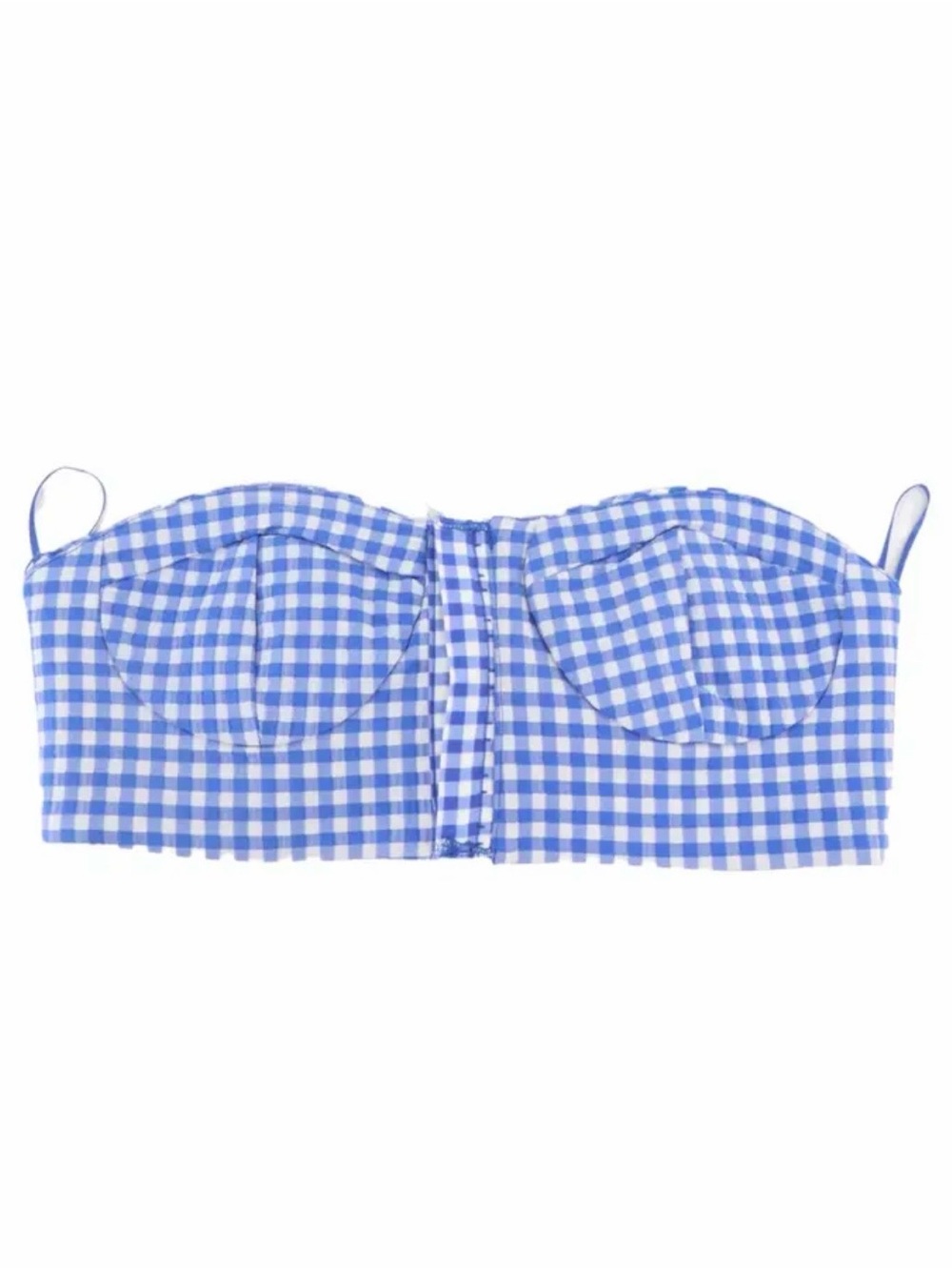 Zara Blue & White Gingham Bandeau Top
